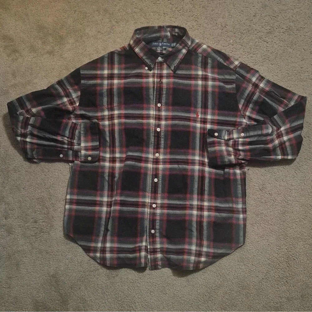 Ralph Lauren Plaid Flannel Shirt Classic Fit Mens Size 2XB Red Black